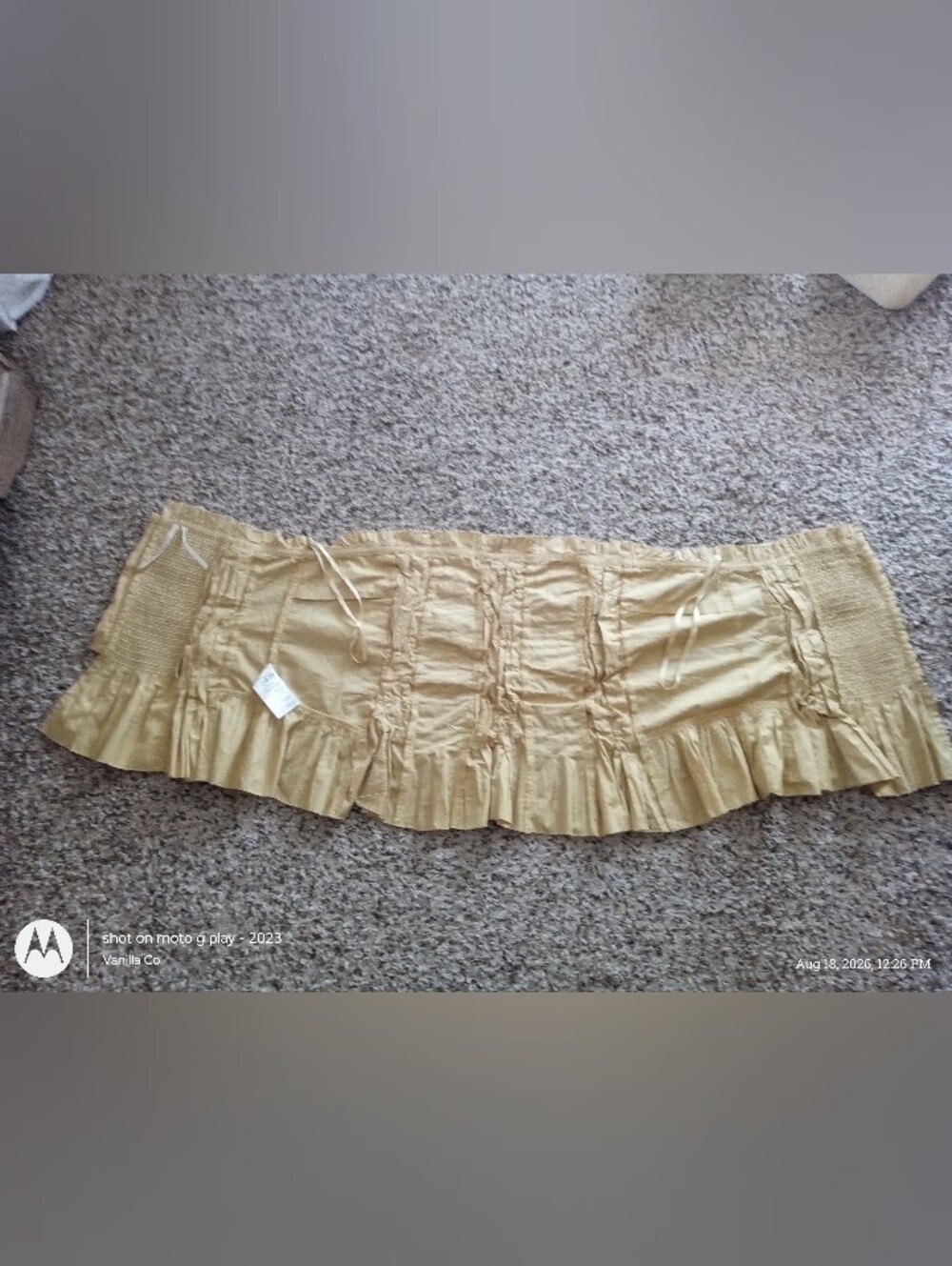 Anthropologie Strapless Hand-Smocked Corset Top Khaki Large - Picture 8 of 16